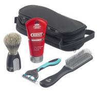 Kent 'The Big Wet Set' Shaving Travel Kit - Kent Blended Bristle Shave Brush, Shave Cream, Kent Hair Brush and Razor - small image