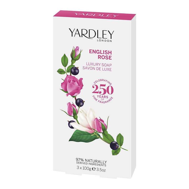 Yardley English Rose Soap Box of 3 Box of 3, 100g each - Made in the UK  As Seen In...