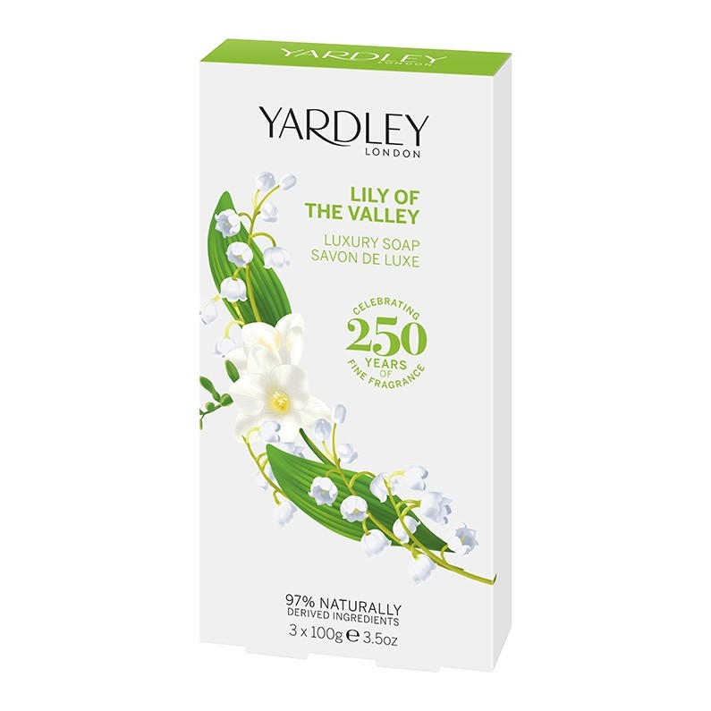 Yardley Lily of the Valley Soap, Box of 3, 100g each